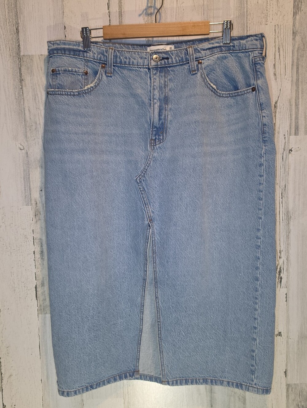 Abercrombie & Fitch Women’s 33/16 High Rise Denim Maxi Skirt Front Slit Y2K